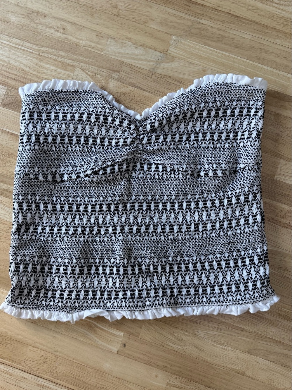 Anthropologie Black and White Strapless Knit Crop Top